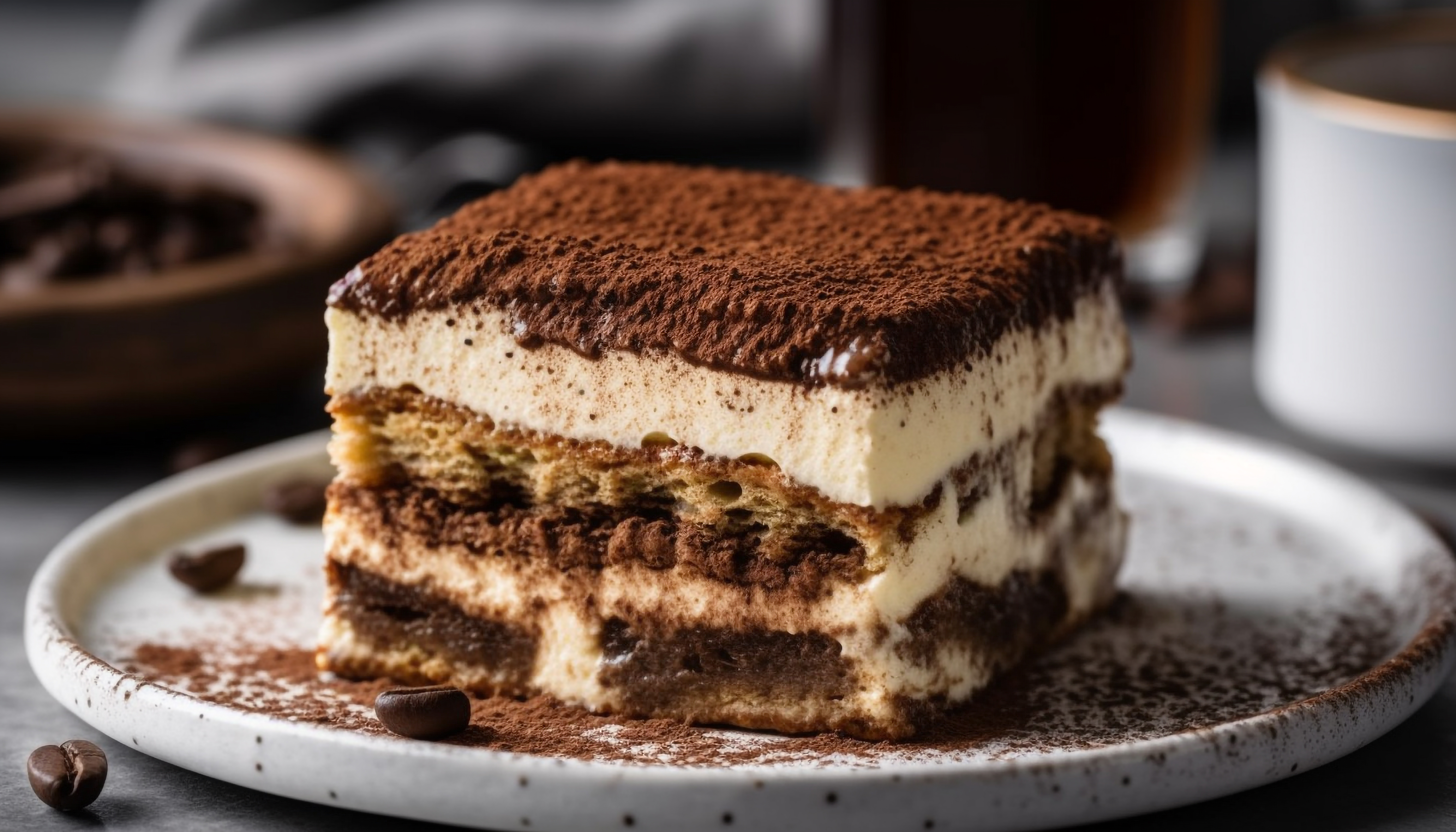 A portion of tiramisu on a plate